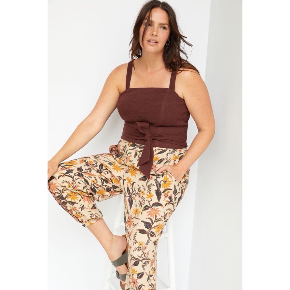 NWT ANTHROPOLOGIE Smocked Tie Bank Tank in Cocoa Size 2X